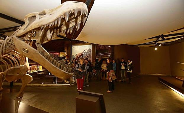 Una de las reproducciones de dinosaurios que se exhiben en el MUJA.