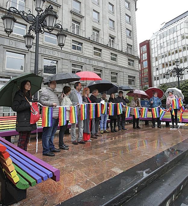 López, en el cento, en el Día contra la Homofobia. 