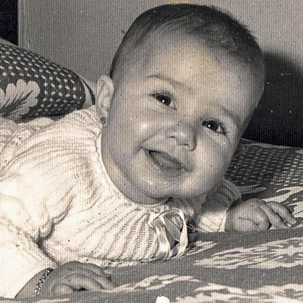 Bebé. Yolanda Huergo, la mayor de dos hermanos, en sus primeros meses de vida.