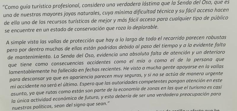 Parte del comunicado leído esta tarde.