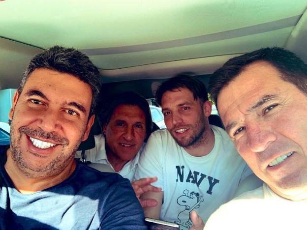 Arturo Elías, Sergio Egea, Michu y Joaquín del Olmo, ayer en Madrid. 