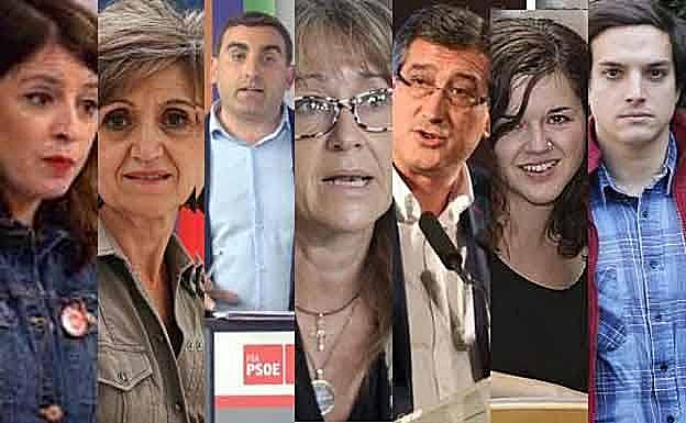 De izquierda a derecha: Adriana Lastra (PSOE), María Luisa Carcedo (PSOE), Paloma Gázquez (PP), Ignacio Prendes (Ciudadanos), Sofía Castañón (Podemos) y José María Figaredo (Vox)