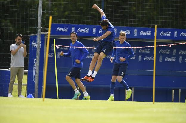 Toché durante la carrera inicial del entrenamiento en El Requexón. 