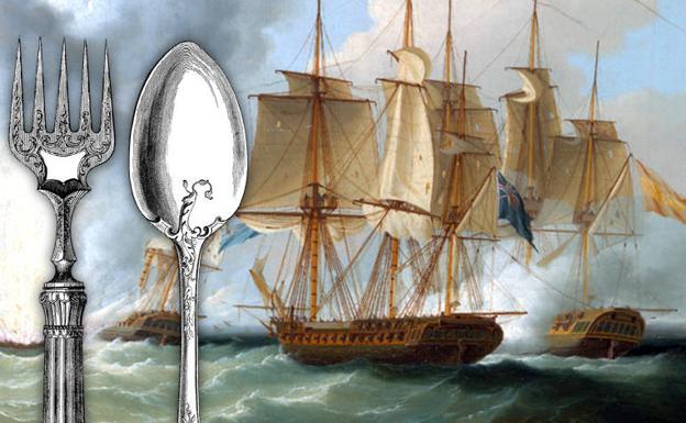 Barcos de las armadas española e inglesa en 1804. Wikipedia CC PD
