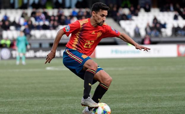 Jesús Navas, durante el partido ante Islas Feroe.