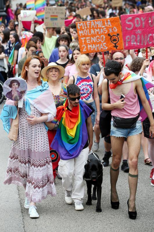 El colectivo LGTB toma las calles para defender la diversidad sexual y de género | El cambio de ubicación de la bandera arcoíris, «una decisión tomada deprisa y corriendo», enciende los ánimos de los centenares de manifestantes 