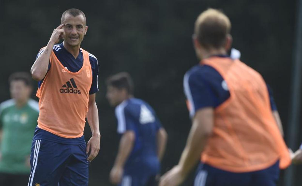 Tejera, en el entrenamiento de esta mañana. 