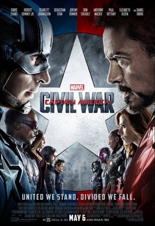 20. Capitán América: Civil War. Recaudación: 1.153.300 dólares.