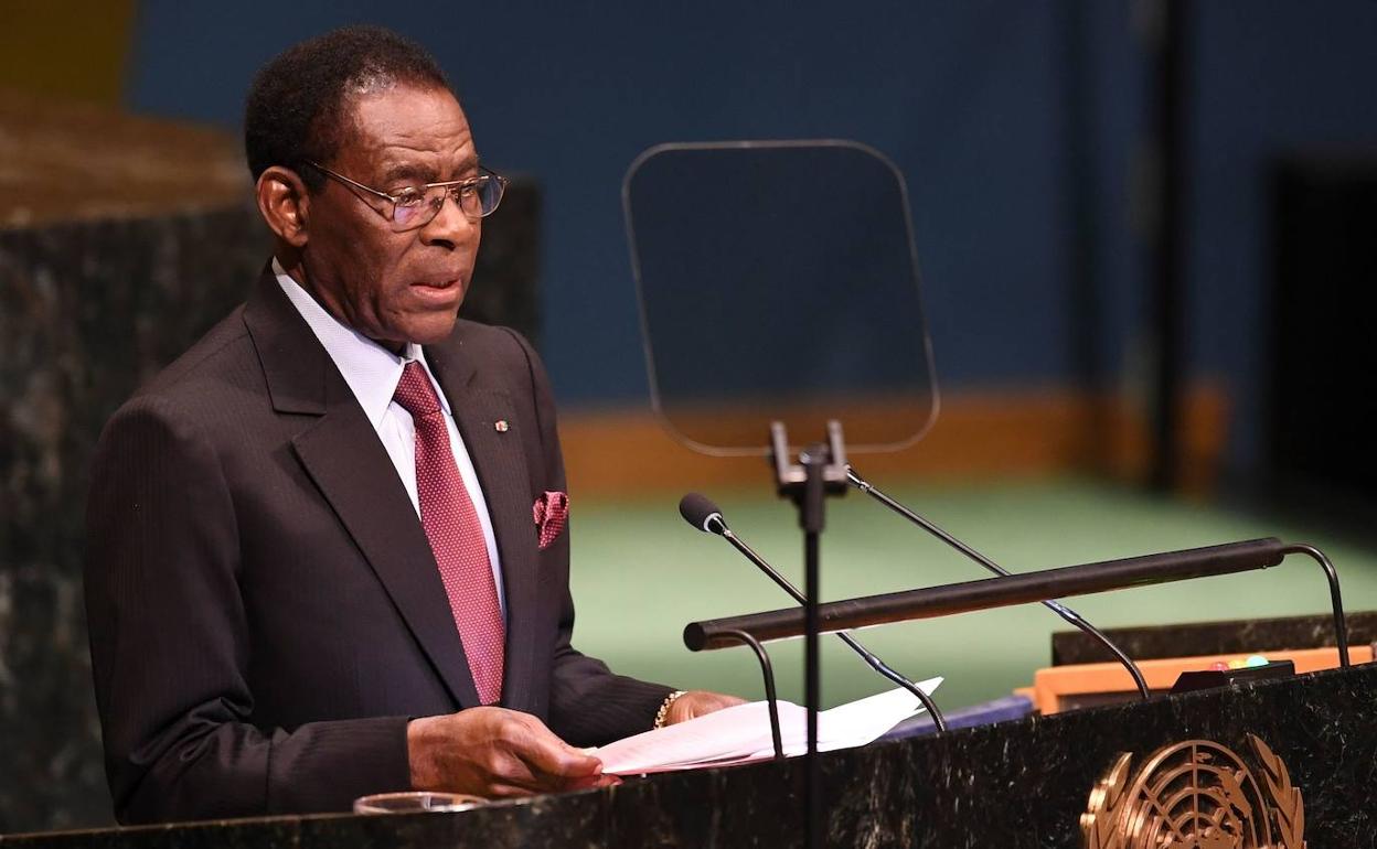 Teodoro Obiang Nguema, durante una intervención ante la Asamblea General de Naciones Unidas.
