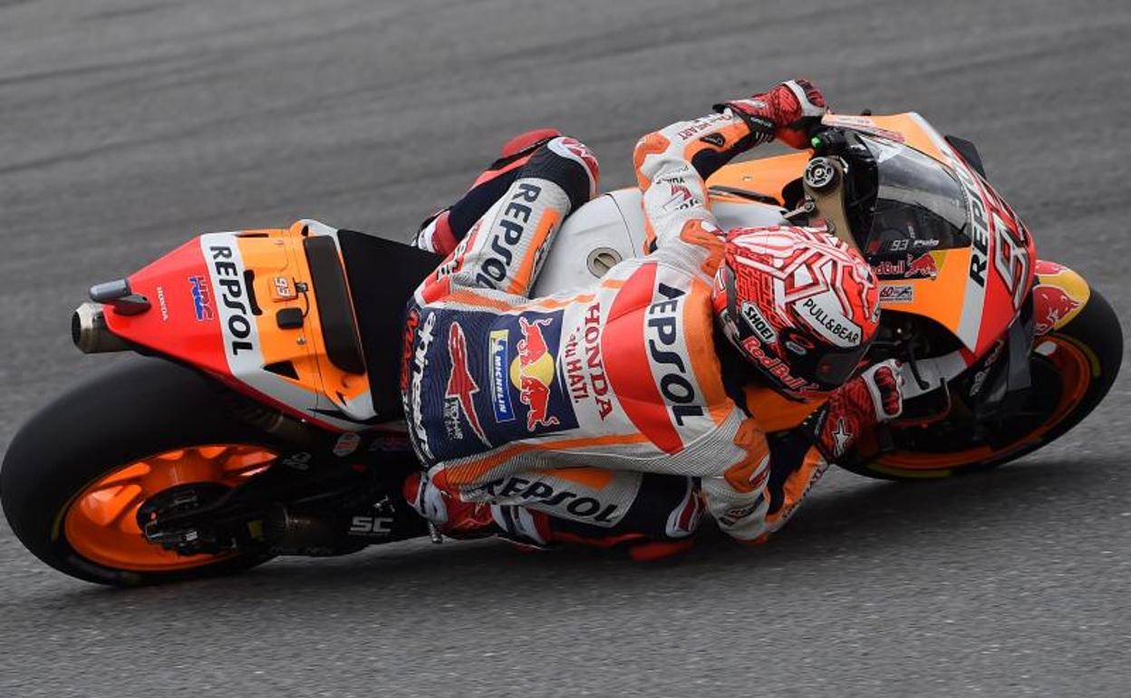 Marc Márquez, duante los entrenamientos libres en Brno.