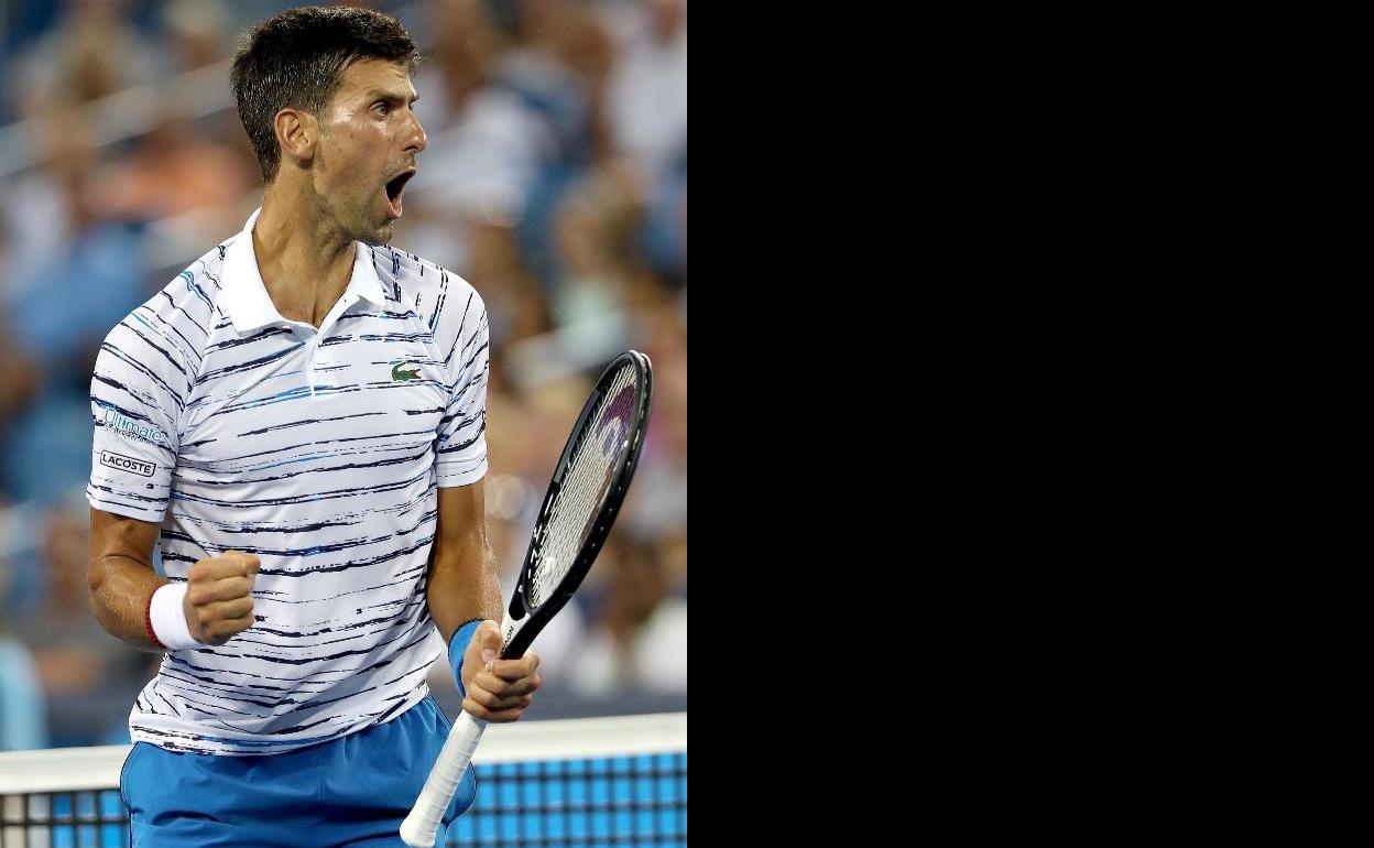 Djokovic celebra uno de los breaks que logró. 