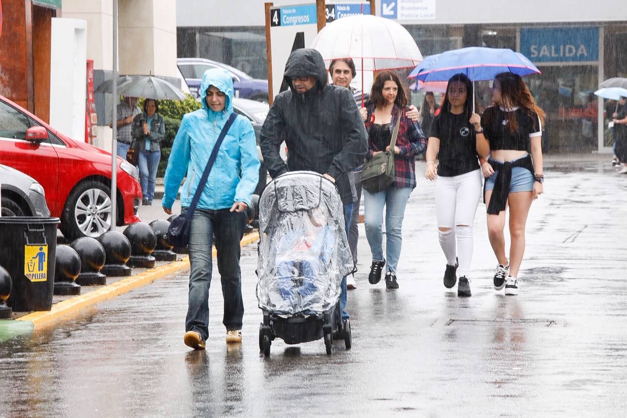 Los paraguas son los protagonistas en el útimo día de la Feria de Muestras de Asturias (Fidma).