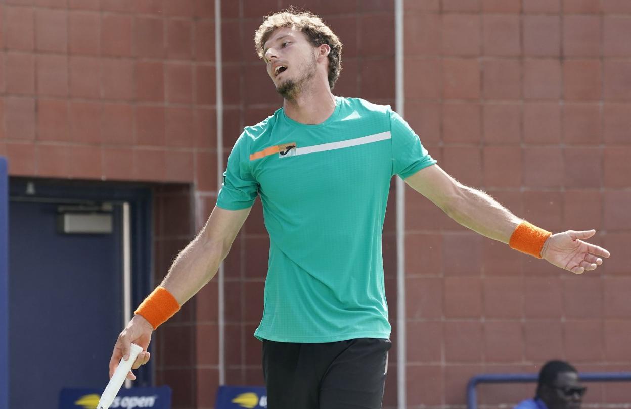 Pablo Carreño se lamenta tras fallar un punto en el duelo de ayer ante Goffin. 