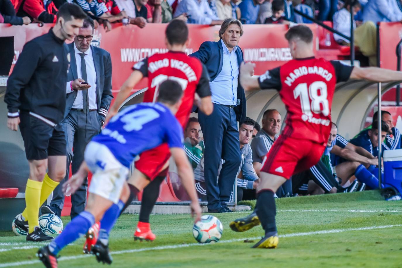 El conjunto azul, que se adelantó en el marcador con un tanto de Alfredo Ortuño, no pudo puntuar en Miranda de Ebro. Los tantos del equipo local fueron de Mezquelanz y de Mario Barco. 