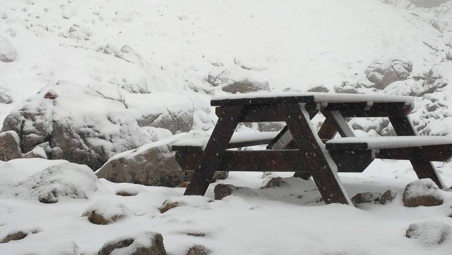 Los refugios de Collado Jermoso y Vega Urriellu registraron anoche nevadas de tres centímetros de espesor. La temperatura mínima fue de 1ºC con una sensación térmica de -5ºC. 