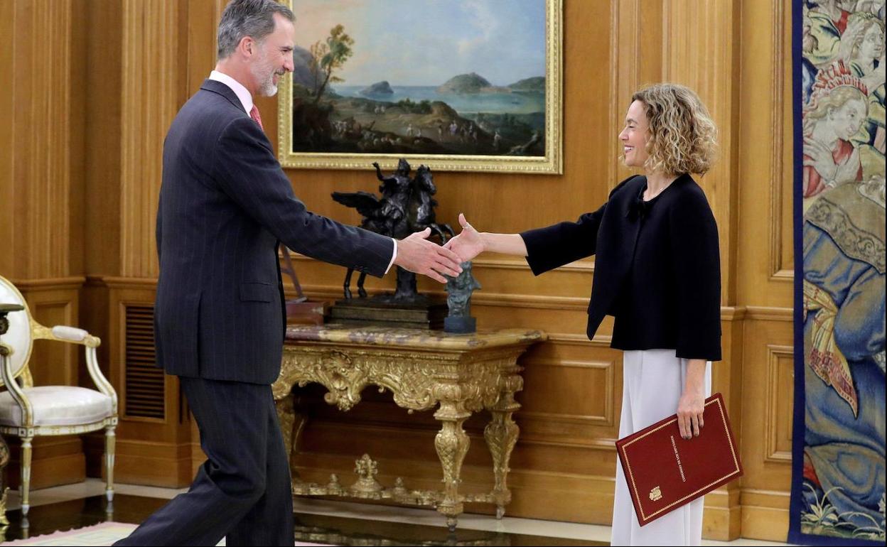 El rey Felipe VI durante la recepción a la presidenta del Congreso, Meritxell Batet, el pasado 3 de junio.