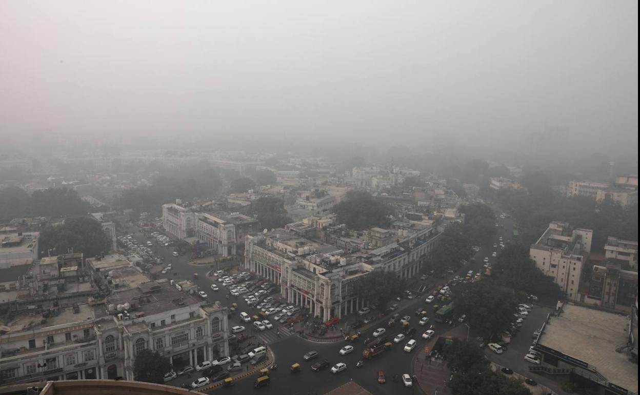 Vista de la contaminación de Nueva Delhi. 