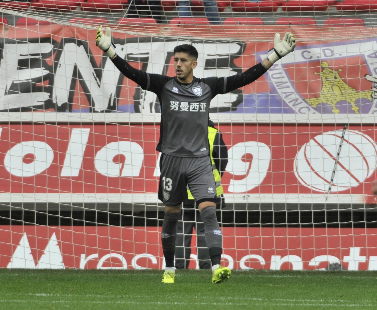 Dani Barrio, en un partido de esta temporada con el Numancia.