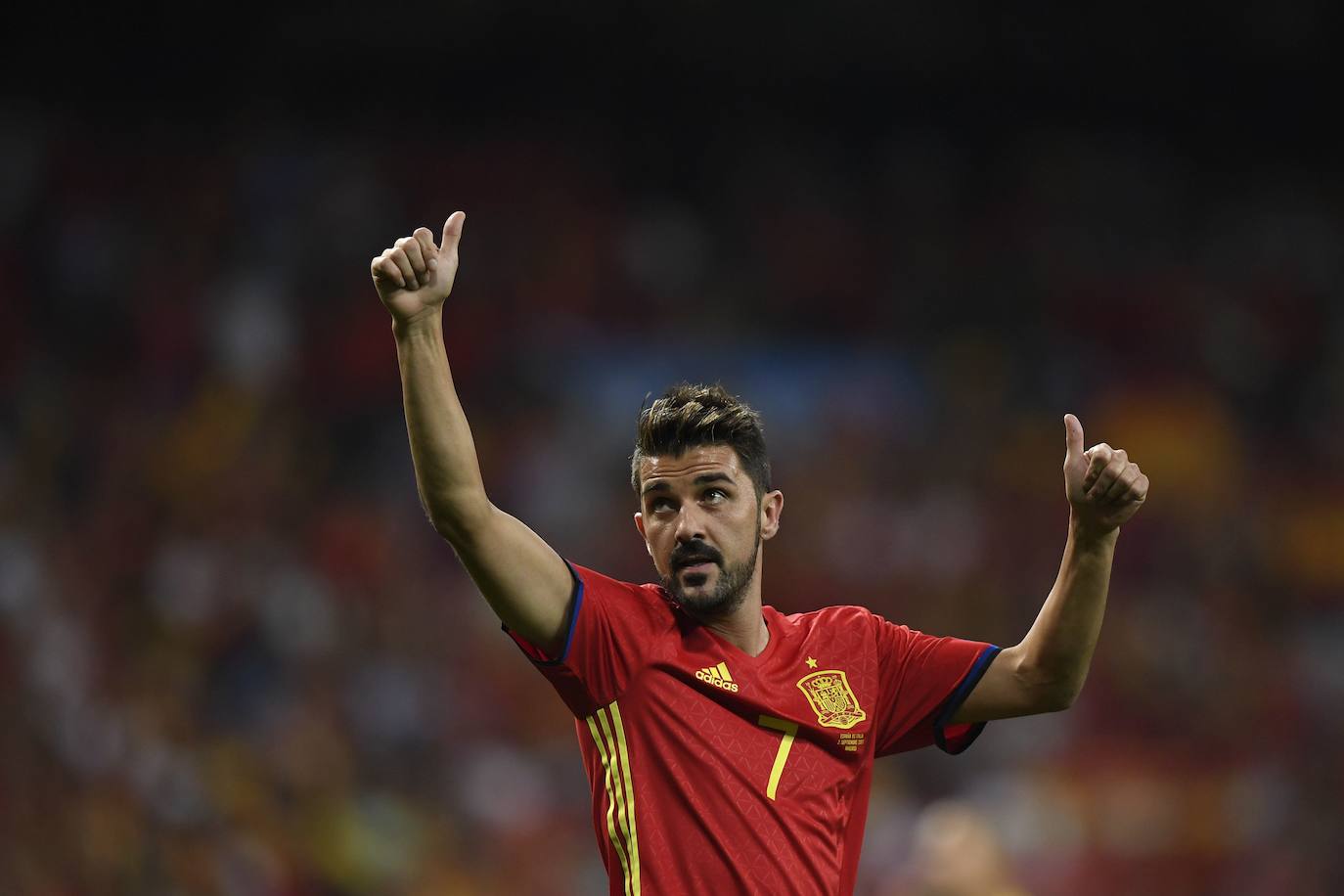 David Villa, con la Selección Española. 