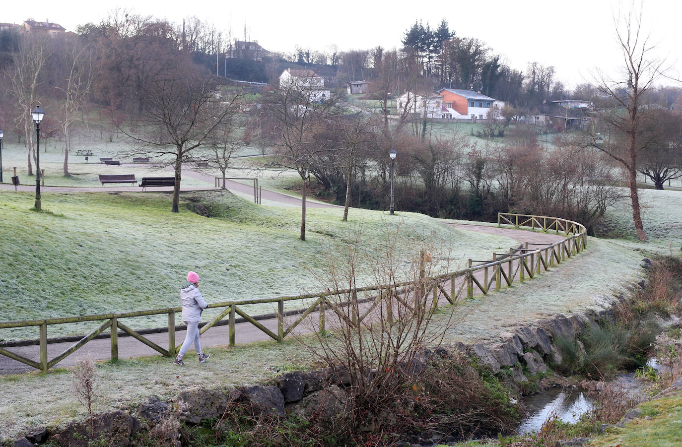 El área central de Asturias ha registrado heladas en las primeras horas de la mañana.