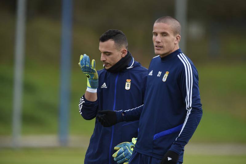 Los azules se han entrenado a las órdenes de Javi Rozada para preparar el próximo encuentro frente al Almería. 