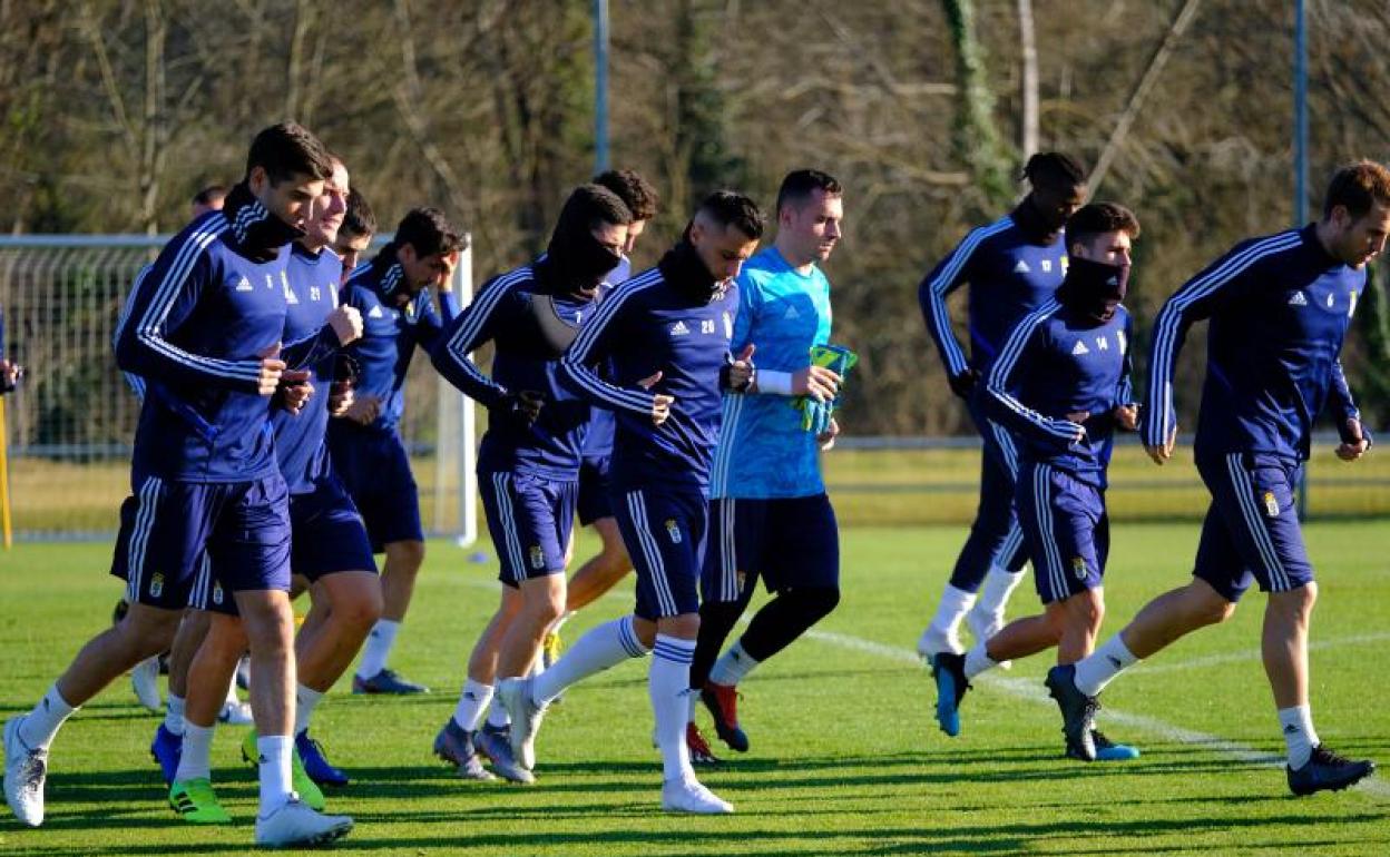 Entrenamiento del Real Oviedo de este sábado.