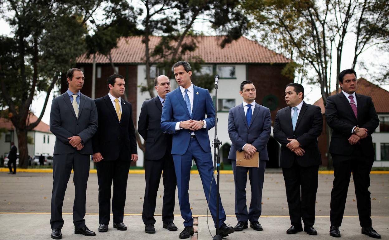 Juan Guaidó, en la cumbre antiterrorista de Bogotá celebrada este lunes.