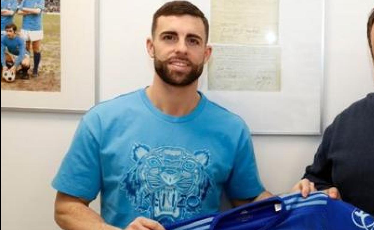 Rodri Ríos, jugador del Real Oviedo, el día de su presentación. 