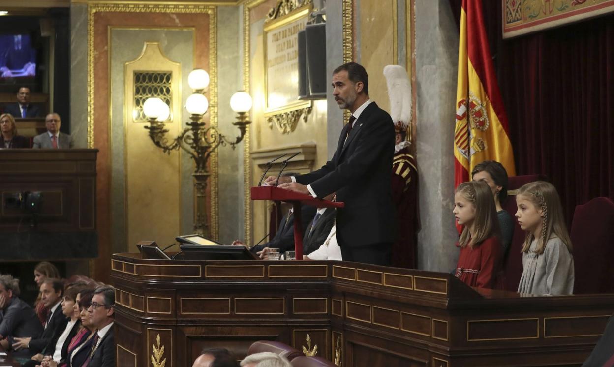 El Rey, durante su discurso de apertura de la legislatura el 17 de noviembre de 2016. 