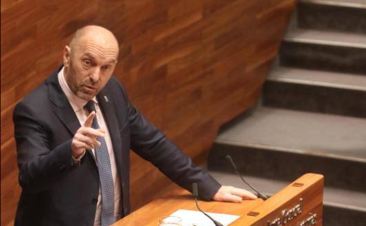 El consejero Juan Cofiño, en el pleno de la Junta. 