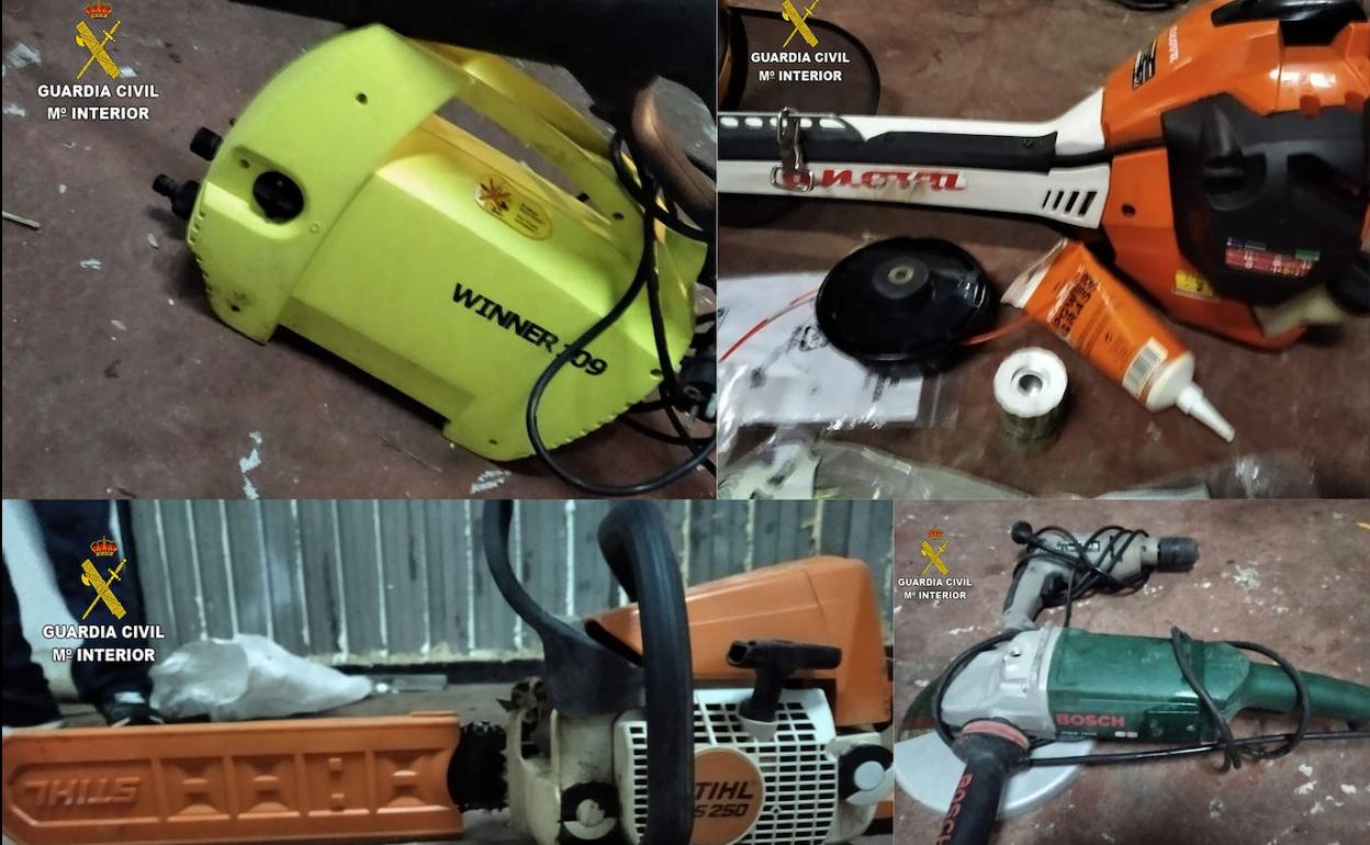 Material incautado por la Guardia Civil. 