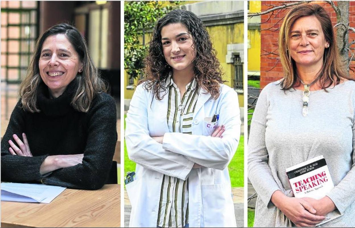 Yolanda Lozano Gómez, física. La biotecnóloga Coral García Gutiérrez y Marta García-Sampedro, de Ciencias de la Educación. 