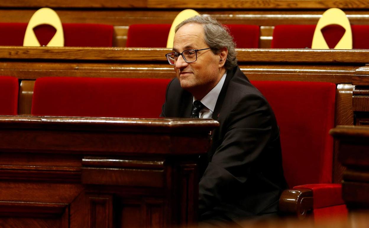 Quim Torra, durante una sesión en el Parlament.