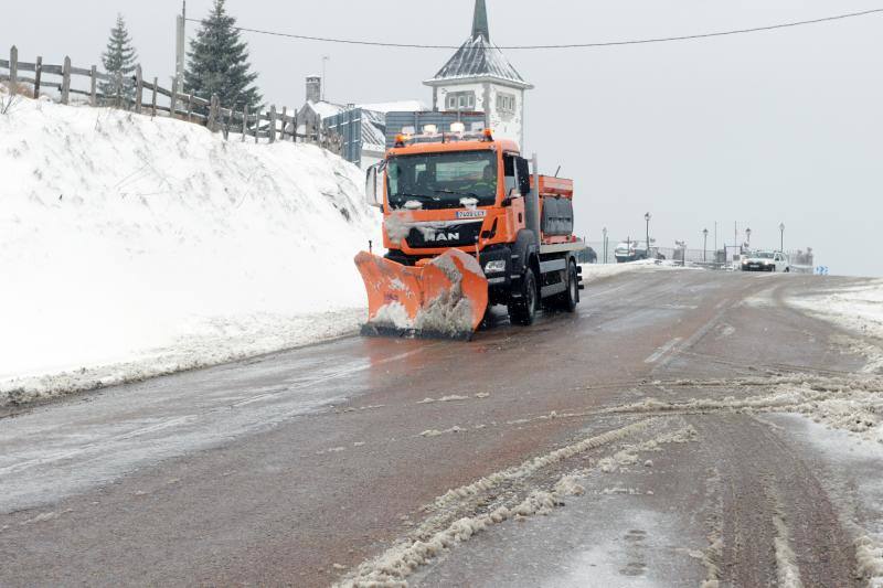 Cuando faltan días para la llegada de la primavera, Asturias vive jornadas de pleno invierno en las que la nieve, el granizo y fuertes vientos, que incluso han derribado árboles.