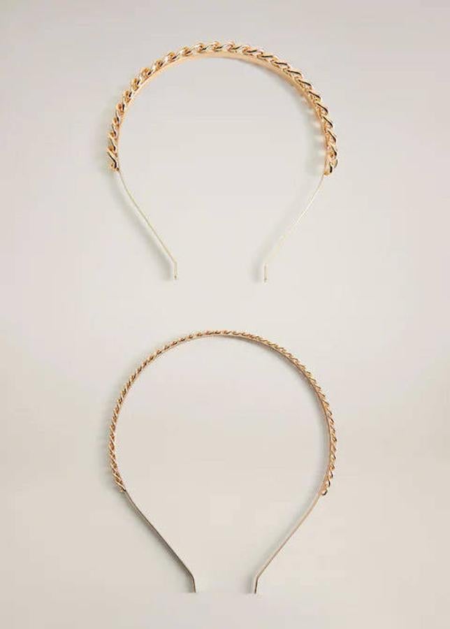Pack de dos diademas metalizadas de Mango, 15,99 euros.