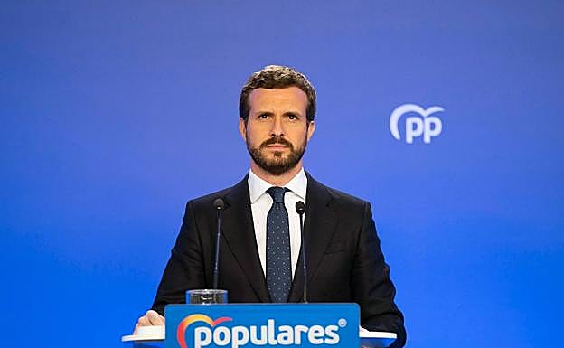 Pablo Casado, durante la rueda de prensa. 