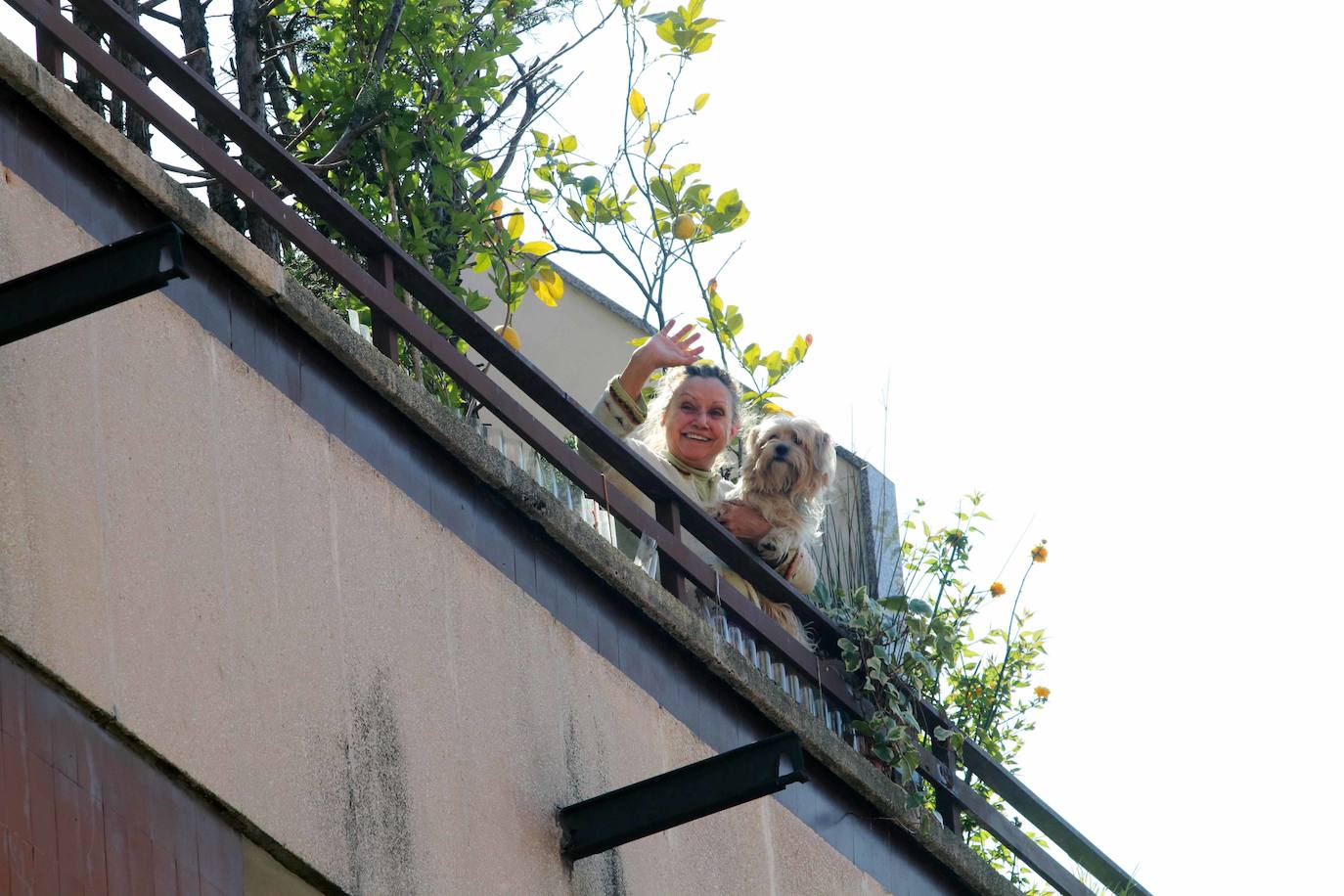 El confinamiento por el coronavirus obliga a reinventar técnicas de socialización. Tanto los asturianos como el resto de españoles no dudan en asomarse al balcón para ver algún rayo de sol, leer o, incluso, tomar el vermú con los vecinos. 