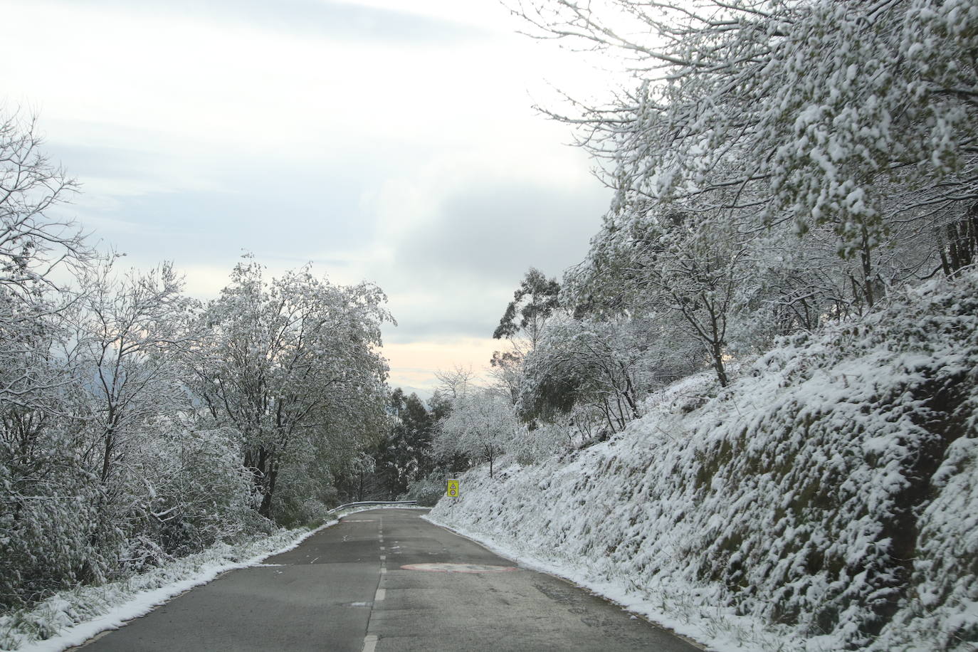 Un manto blanco ha cubierto las zonas altas de la capital asturiana y las cumbres que la rodean. Imágenes espectaculares en plena primavera desde El Cristo y El Naranco, con impresionantes vistas hacia el Aramo y la cordillera. 