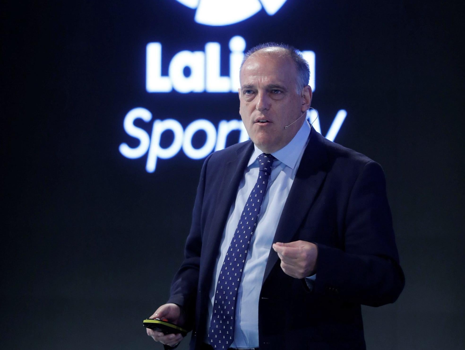 Javier Tebas, durante un acto en la Liga. 