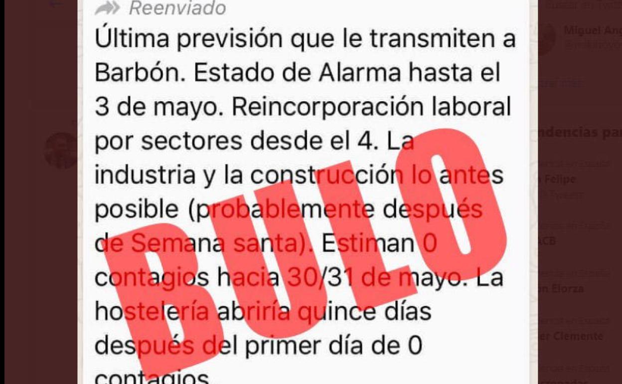 Bulo: un falso WhatsApp sobre las últimas previsiones que le llegan a Barbón