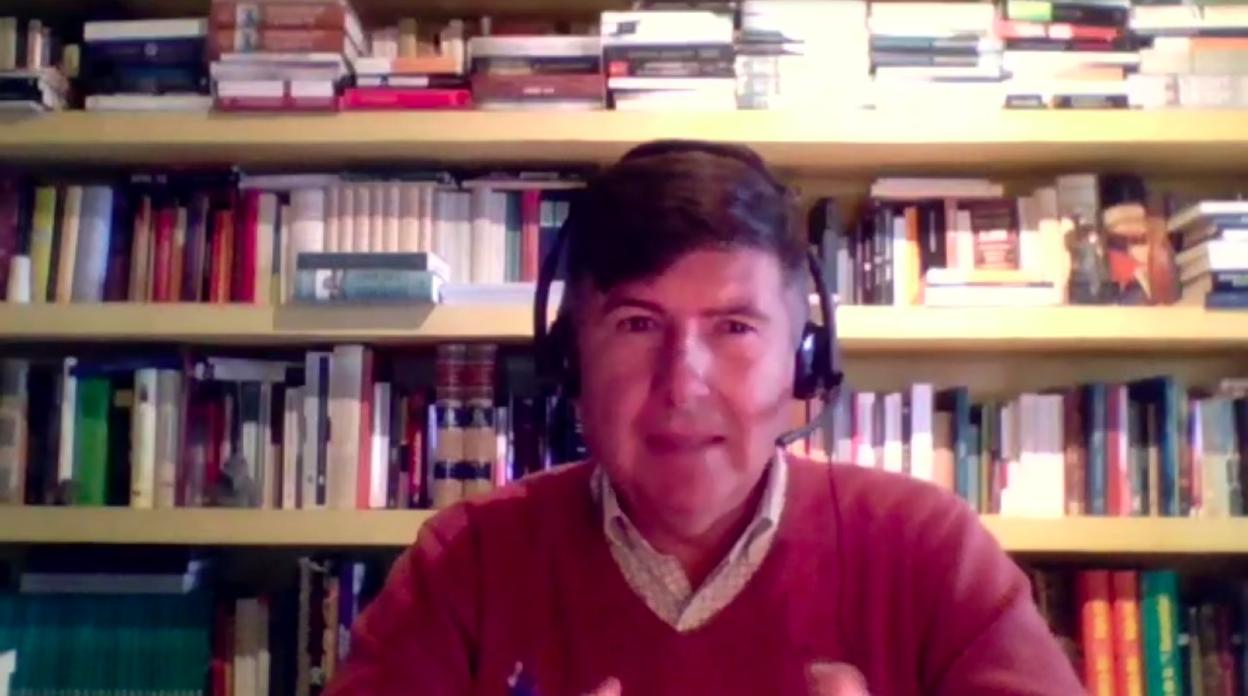 Manuel Pimentel durante la videoconferencia. 