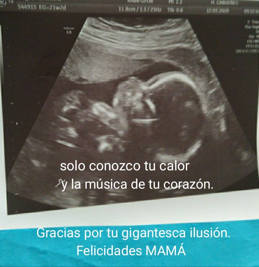 Solo conozco tu calor y la música de tu corazón. Gracias por tu gigantesca ilusión. Felicidades MAMÁ