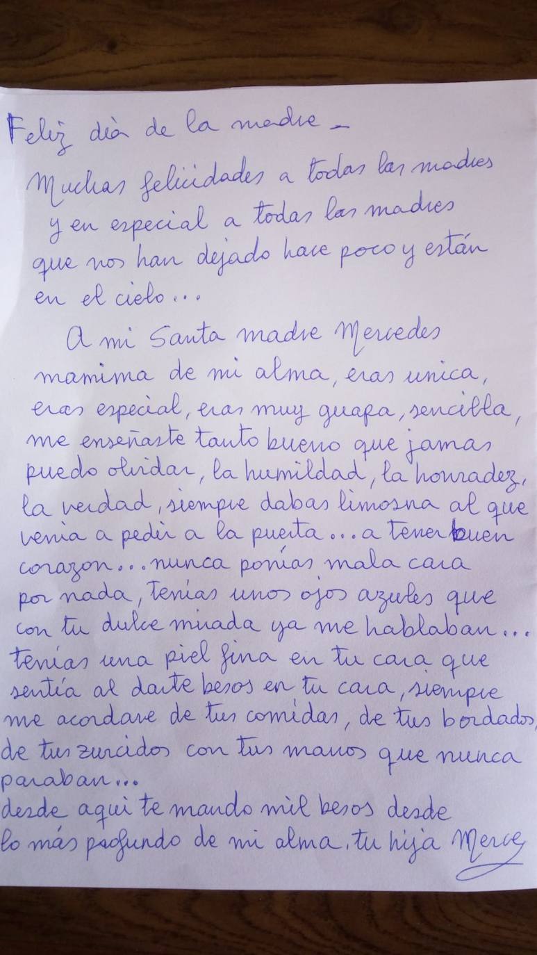 ¡Feliz día de la madre! Carta de Mercedes González a su madre