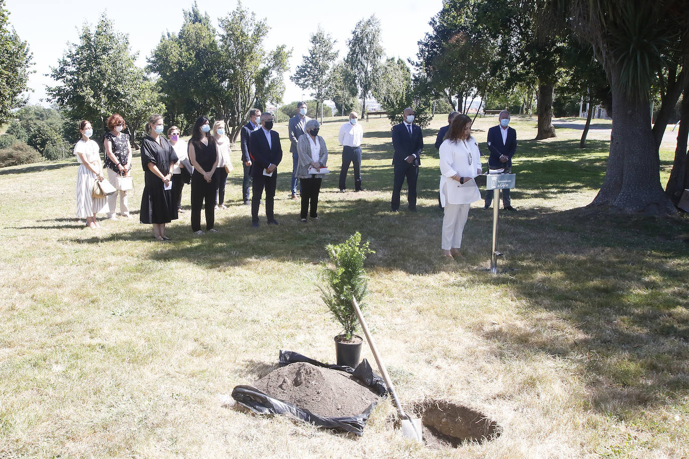 El árbol, plantado por la alcaldesa, también reconoce la labor de aquellos profesionales que trabajaron durante los momentos más duros de la pandemia. 
