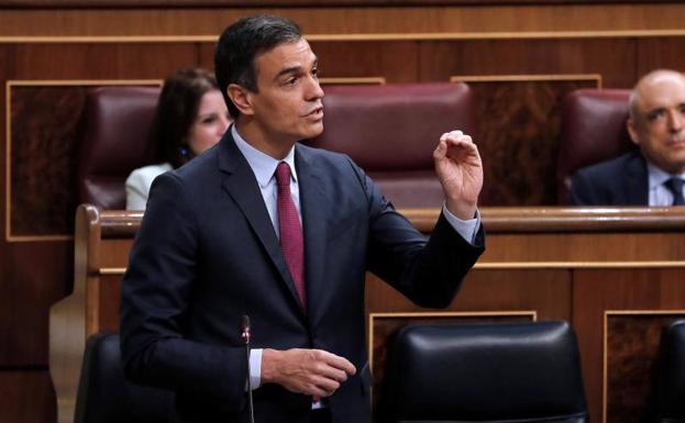 Pedro Sánchez, este miércoles en la sesión de control al Gobierno en el Contreso.