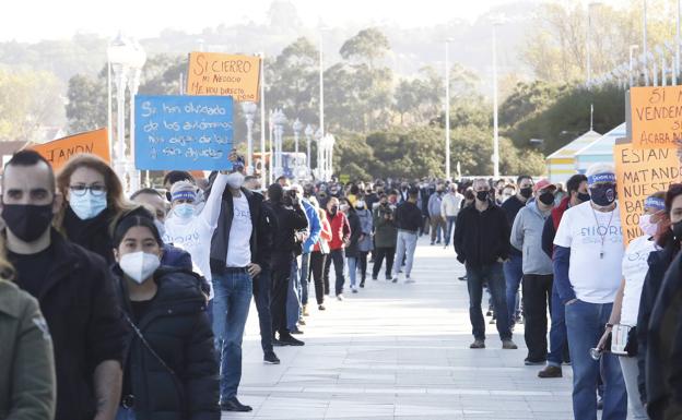 El Muro también fue testigo de numerosas protestas. En la imagen, hosteleros