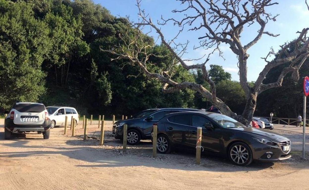 Algunos conductores provocaron destrozos en el aparcamiento de la playa de Cuevas del Mar. 