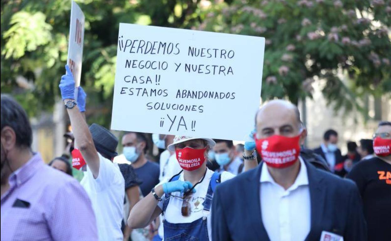 Protesta de los hosteleros en Madrid.