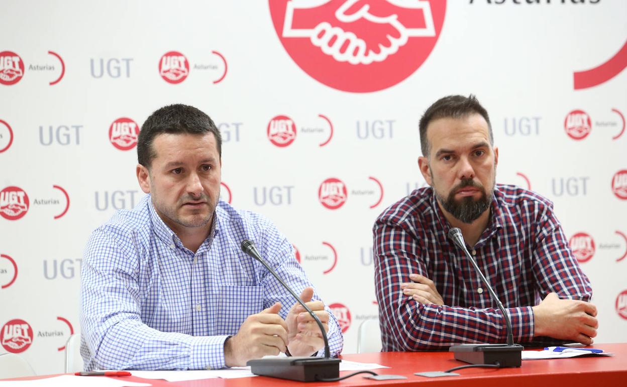 Javier Fernández Lanero (UGT) y José Manuel Zapico (CC OO), en una imagen de archivo 