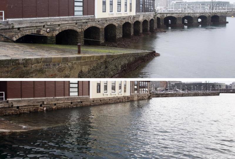 Las mareonas de septiembre dejaron singulares imágenes tanto en la playa de San Lorenzo como en el Muelle.